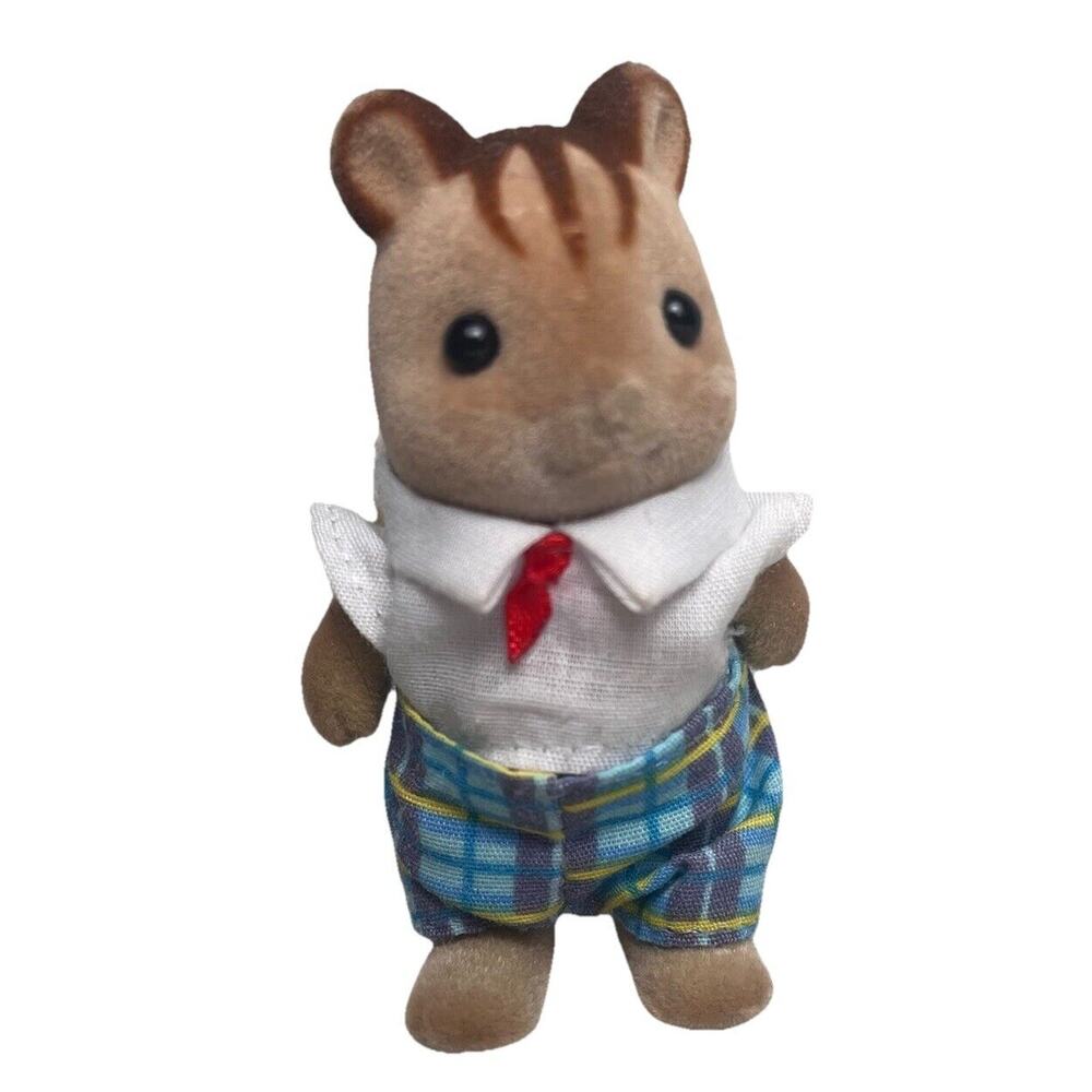 Sylvanian Families Walnut Squirrel Father Cedric Doll Family Wearing Tie Toy 3"